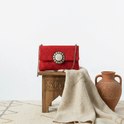LAMORENA ORIGINE Red | Luxury Handmade Moroccan Clutch – Bohemian Chic Bag