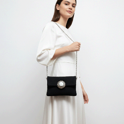 LAMORENA NEXA Black Royale | Luxury Handmade Moroccan Clutch