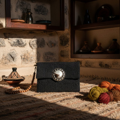 LAMORENA NEXA Black Royale | Luxury Handmade Moroccan Clutch