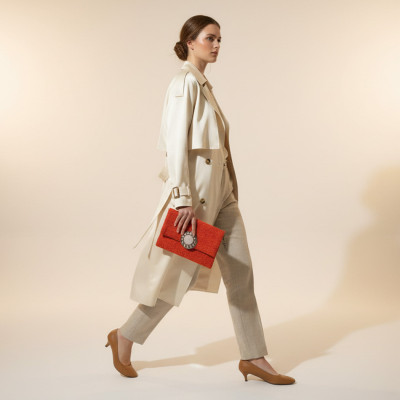 LA MORENA — ELIXA | Saffron Orange Handcrafted Luxury Tweed Pochette