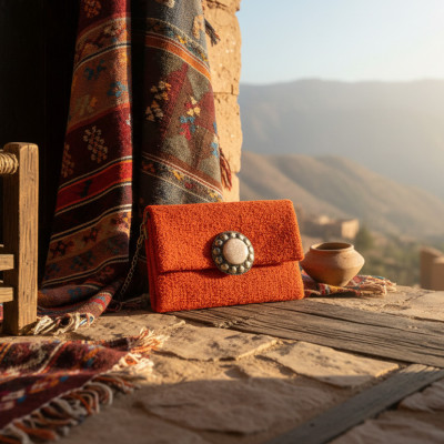 LA MORENA — ELIXA | Saffron Orange Handcrafted Luxury Tweed Pochette