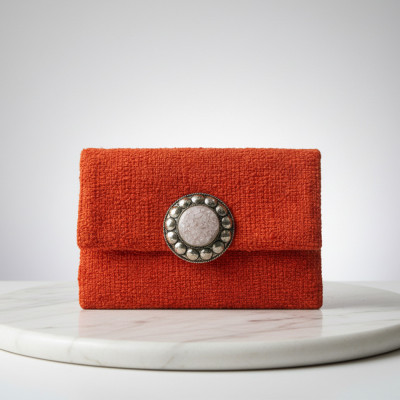 LA MORENA — ELIXA | Saffron Orange Handcrafted Luxury Tweed Pochette