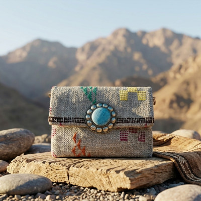 LA MORENA — NOMADIA | Luxury Handwoven Kilim Pochette - Turquoise Medallion